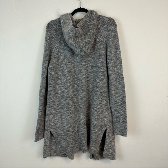 Gap | Gray Wool Blend Knit Fuzzy Hooded Open Front Cardigan Sweater Size Medium - Picture 5 of 5